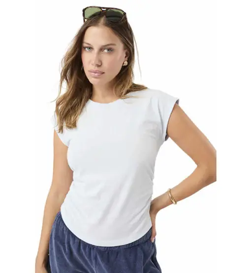 Side Ruffled W - T-shirt - donna Blue