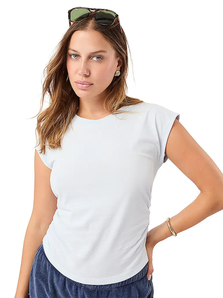Yogashirt da donna con arricciatura laterale azzurro | XS