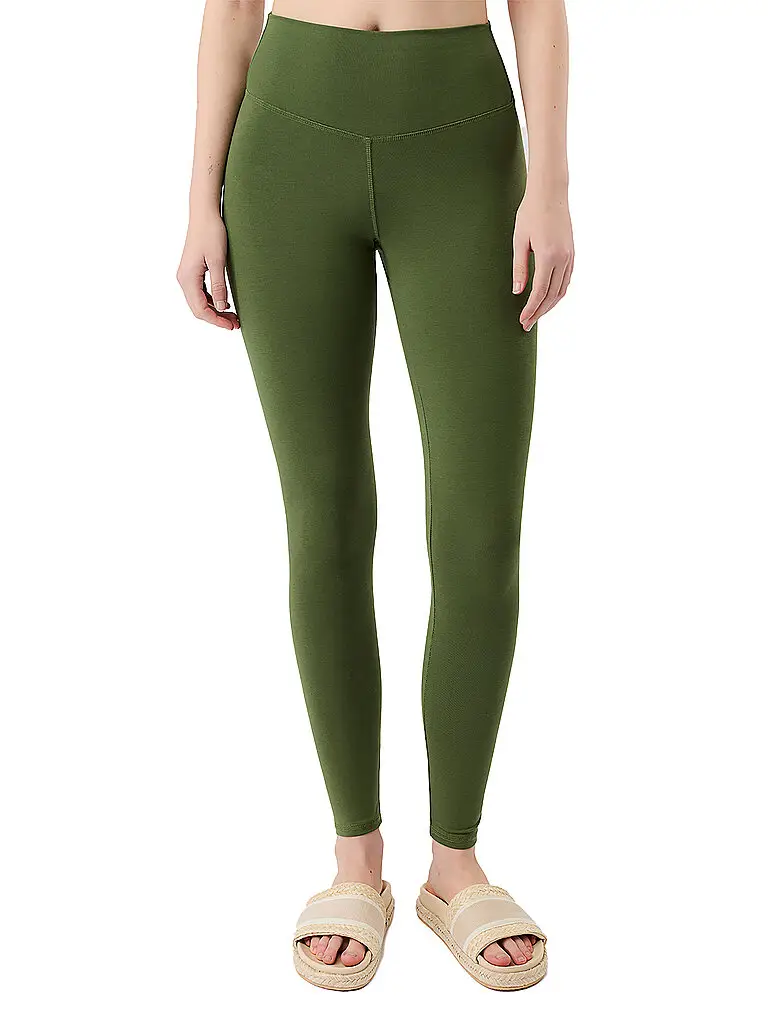 Yogatight da donna a vita alta, lunghezza totale verde scuro | XS