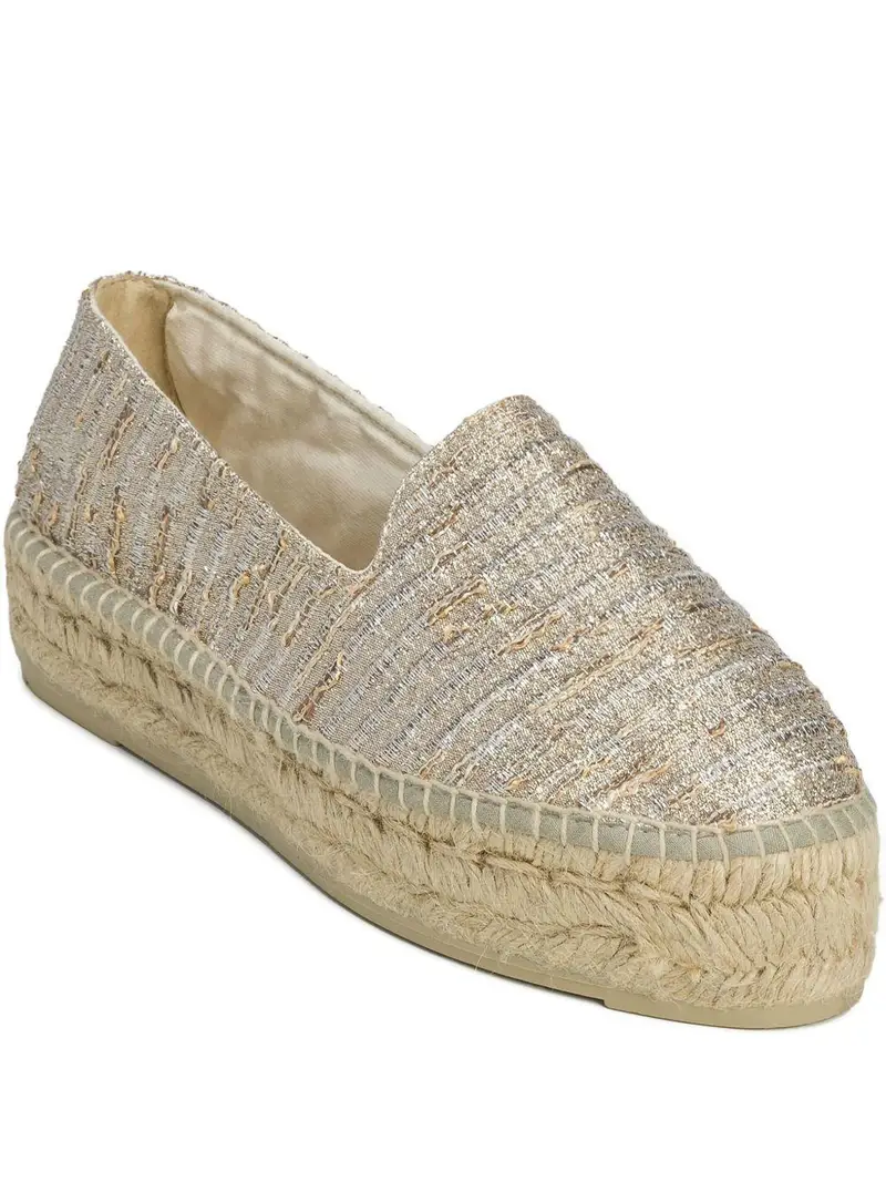 Lurex Cotton Blend Double Sole Espadrilles Monaco Platinum miniatura 2