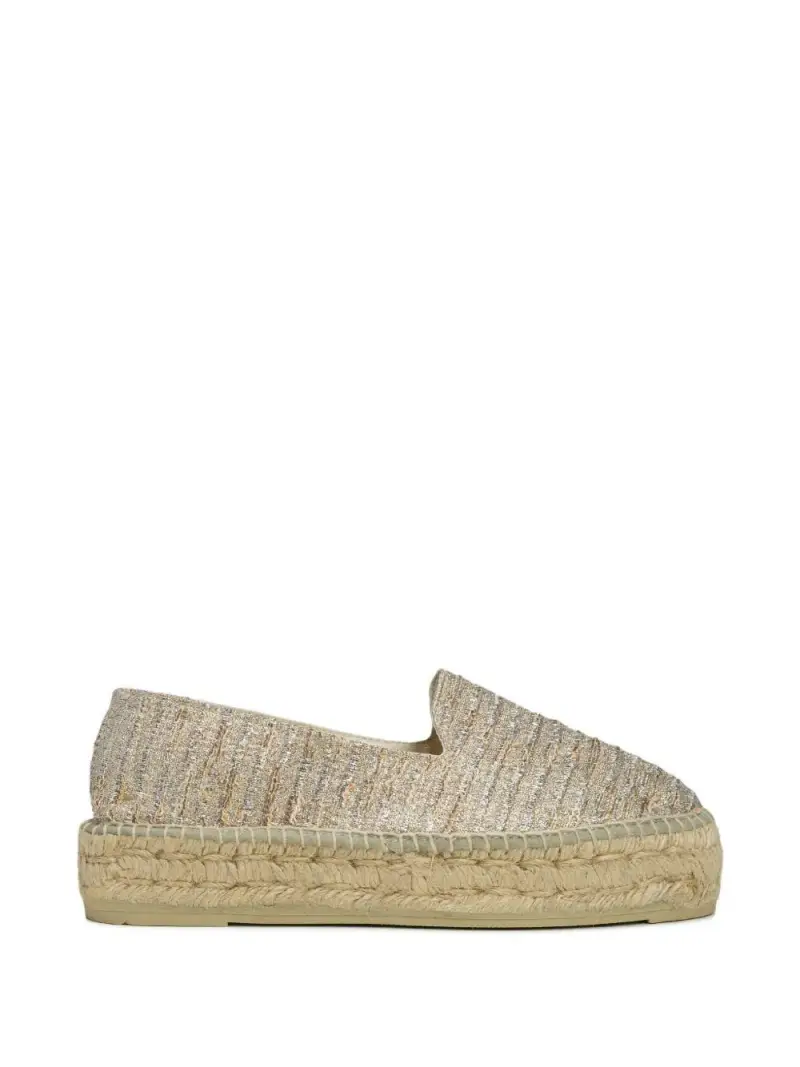 Lurex Cotton Blend Double Sole Espadrilles Monaco Platinum miniatura 3
