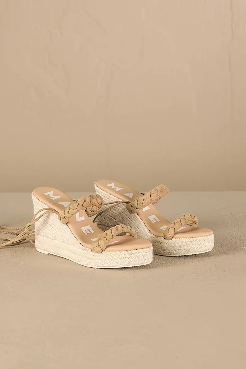 sandali in camoscio Hamptons Two Braided Bands Wedge Espadrilles colore beige M 1.1 WE