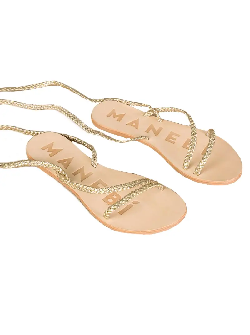 Sandali Multi Fasce Treccia Canyon Platino Oro