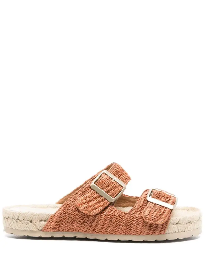 Sandalo nordico con fasce in rafia arancione Arancio