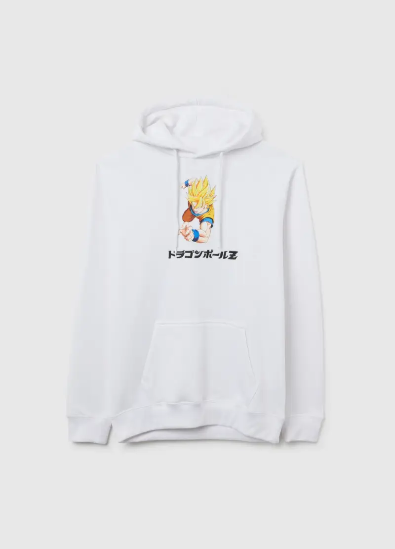 Felpa Bianca Con Stampa Dragon Ball Z, Unisex, Bianco