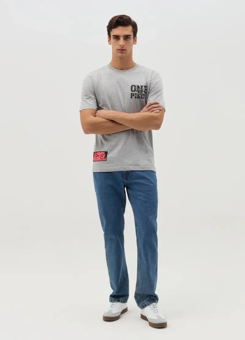 T-shirt Con Stampa Luffy, Uomo, Grigio