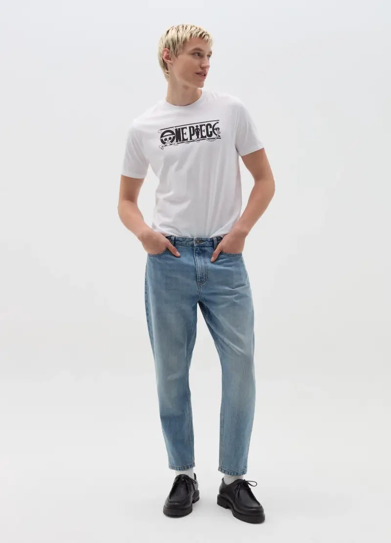 T-shirt Con Stampa Personaggi One Piece, Uomo, Bianco