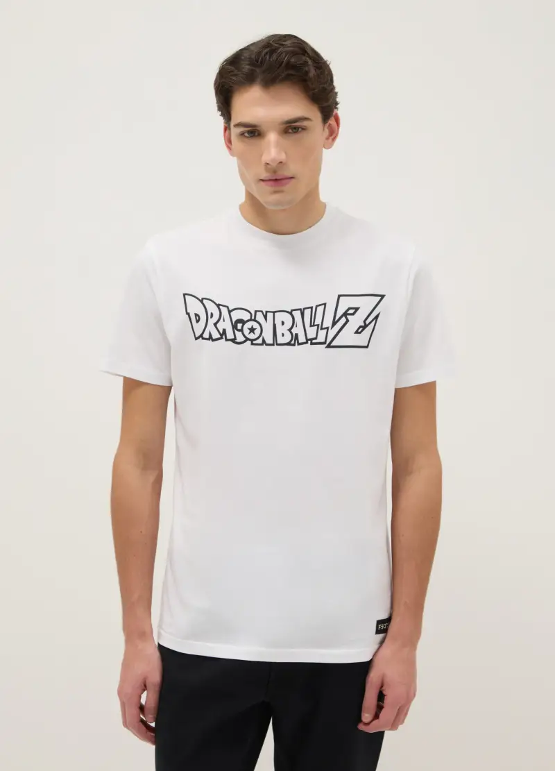 T-shirt In Puro Cotone Bianco Regular Fit Con Stampa Dragon Ball, Uomo, Bianco