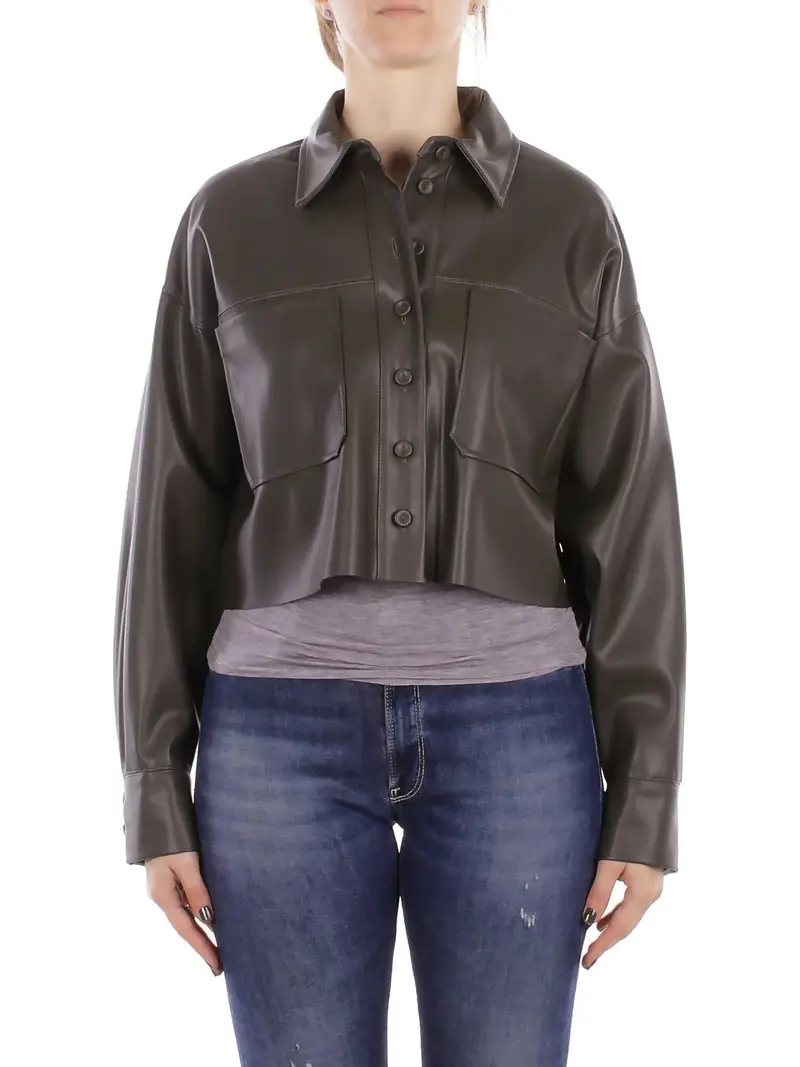 Camicia Donna MANILA GRACE Militare Camicia ecopelle