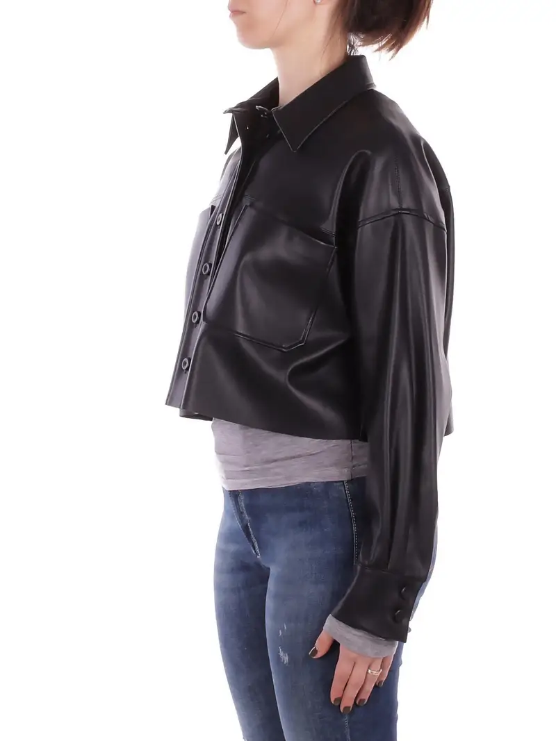 Camicia Donna MANILA GRACE Nero Camicia ecopelle miniatura 2