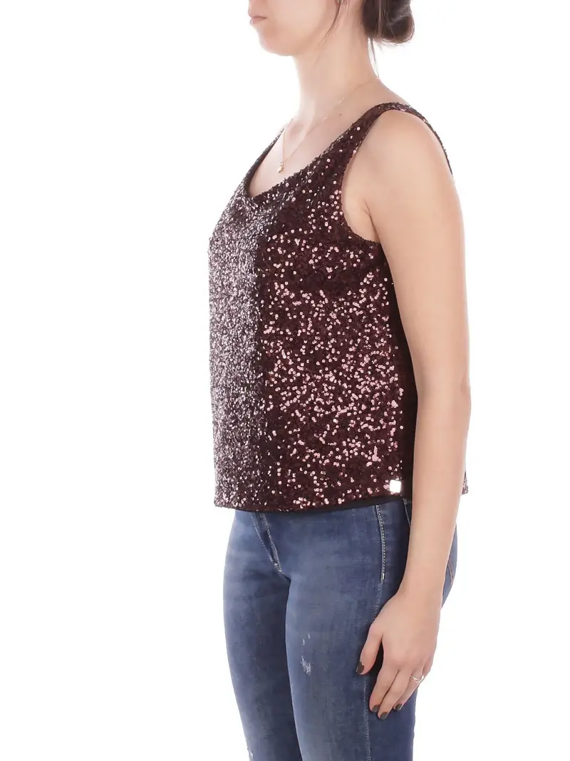 Canotta Donna MANILA GRACE Brown Canotta paillettes miniatura 2