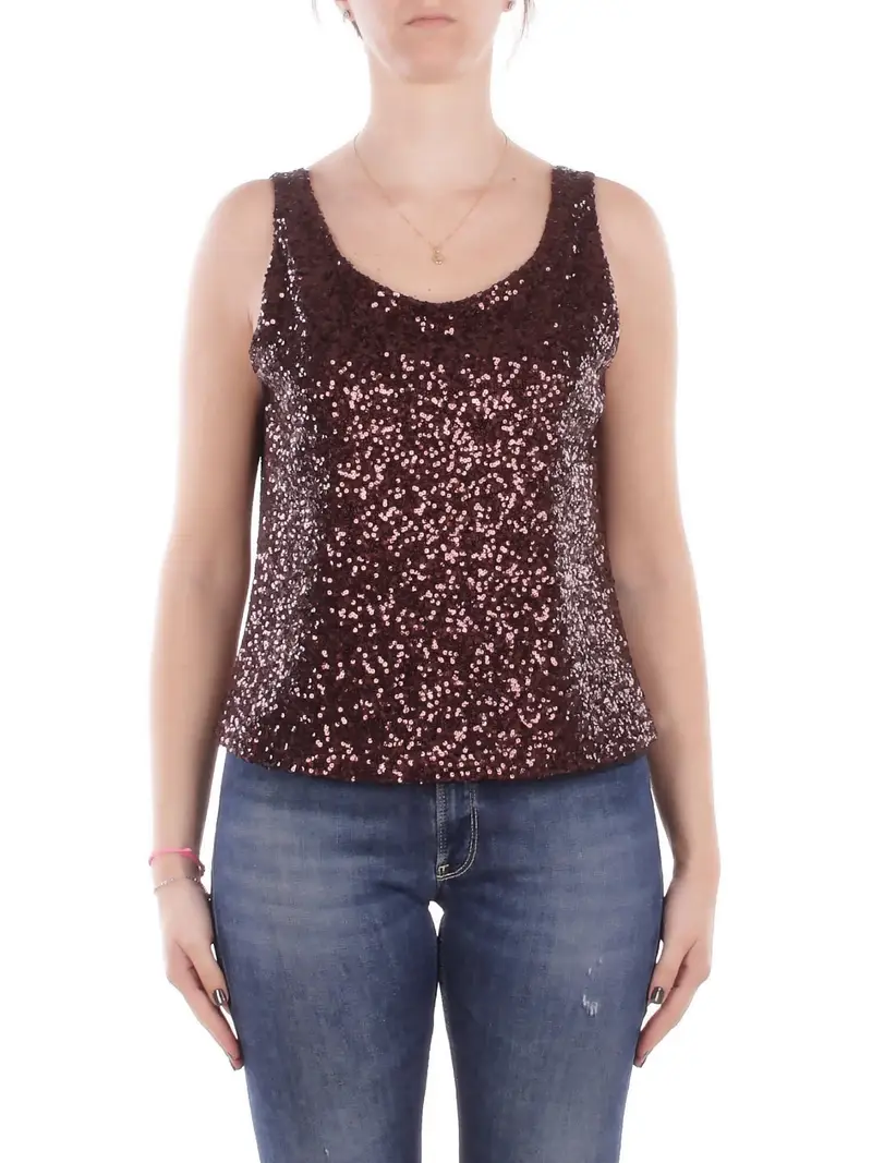 Canotta Donna MANILA GRACE Brown Canotta paillettes