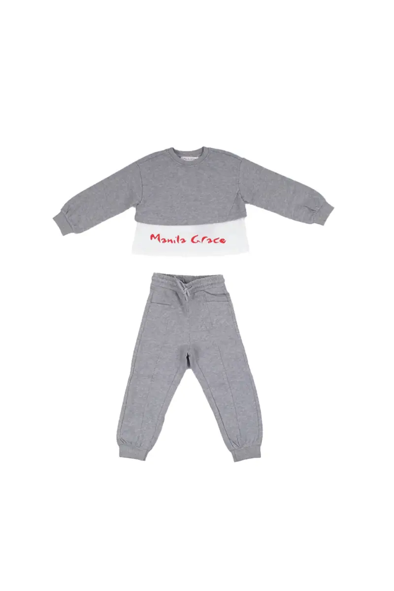 Completo Bambina MANILA GRACE Grigio Felpa pantalone
