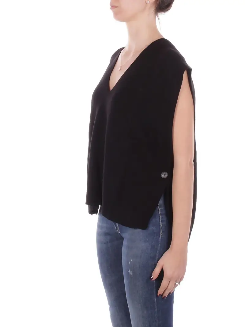 Maglia Donna MANILA GRACE Nero Maglia poncho miniatura 2