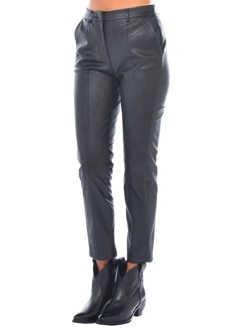 pantalone da donna Manila Grace chino in similpelle NERO