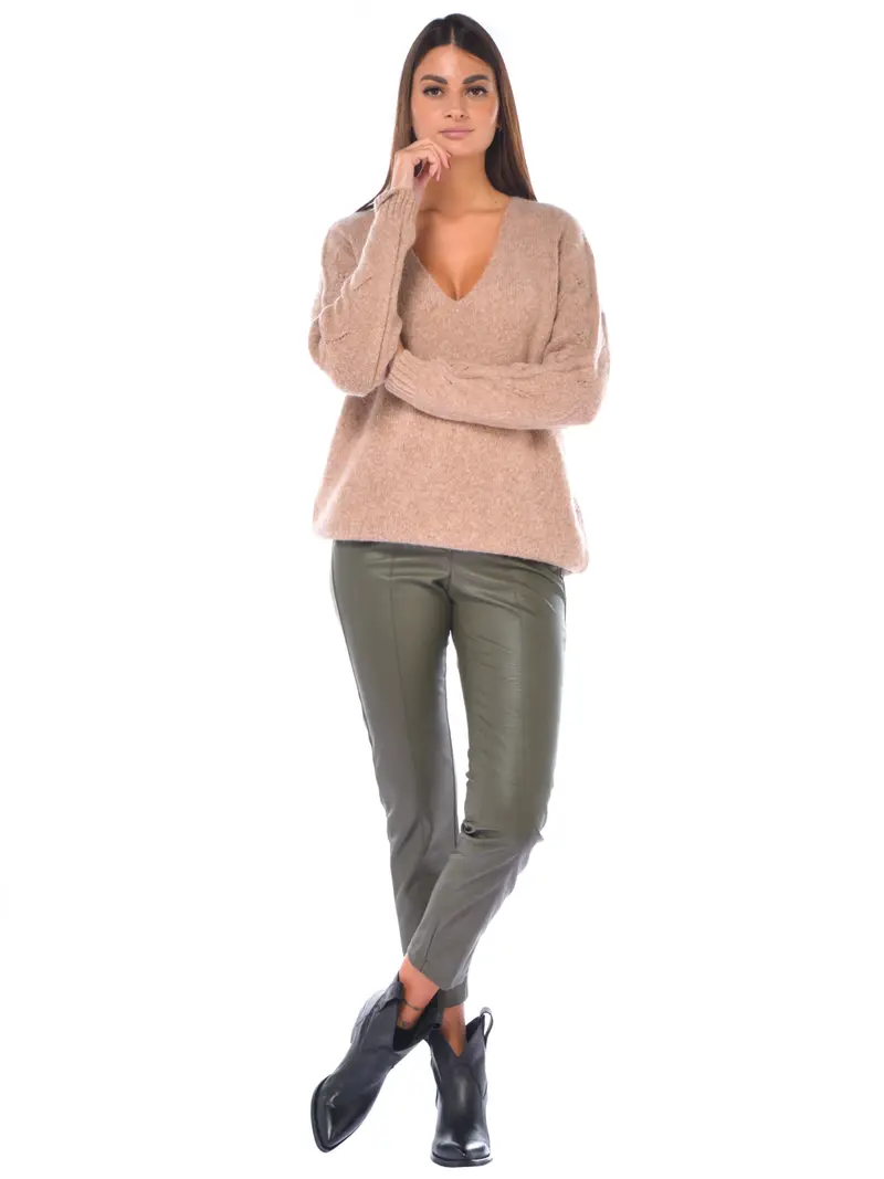 pantalone da donna Manila Grace chino in similpelle Verde miniatura 2