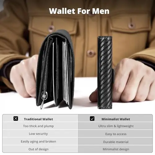 Manmaxim Portacarte Uomo Slim a Capacità Enorme, Pop-up Portafoglio Uomo con 11 Credito Cartes, 12 Banconote & 2 miniatura 3