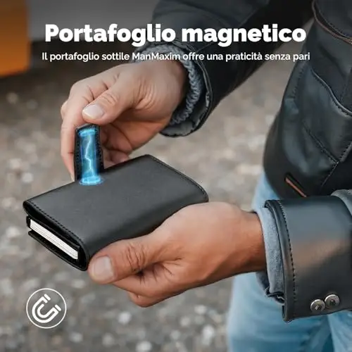 Manmaxim Portafoglio Uomo Slim, Compatto e Alta Capacità Pop up Porta Tessere per 12 Cartes, Portafoglio Uomo con miniatura 2