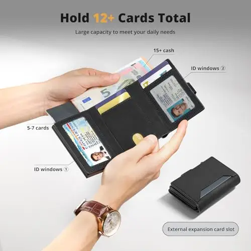 Manmaxim Portafoglio Uomo Slim con 7 Scomparti per Carte, Smart Pop-up Portacarte Uomo Slim con 13 Cartes, Porta Carte miniatura 2