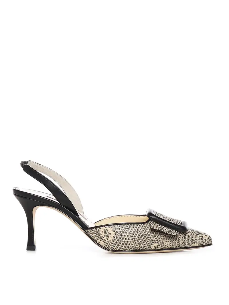 Décolleté Maisalebi con stampa lucertola Nero