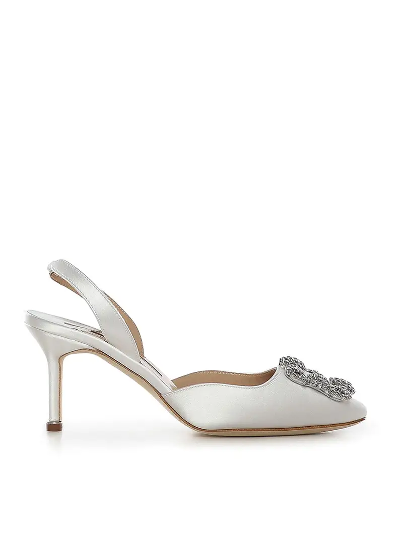 Slingback Hangisli in raso Bianco