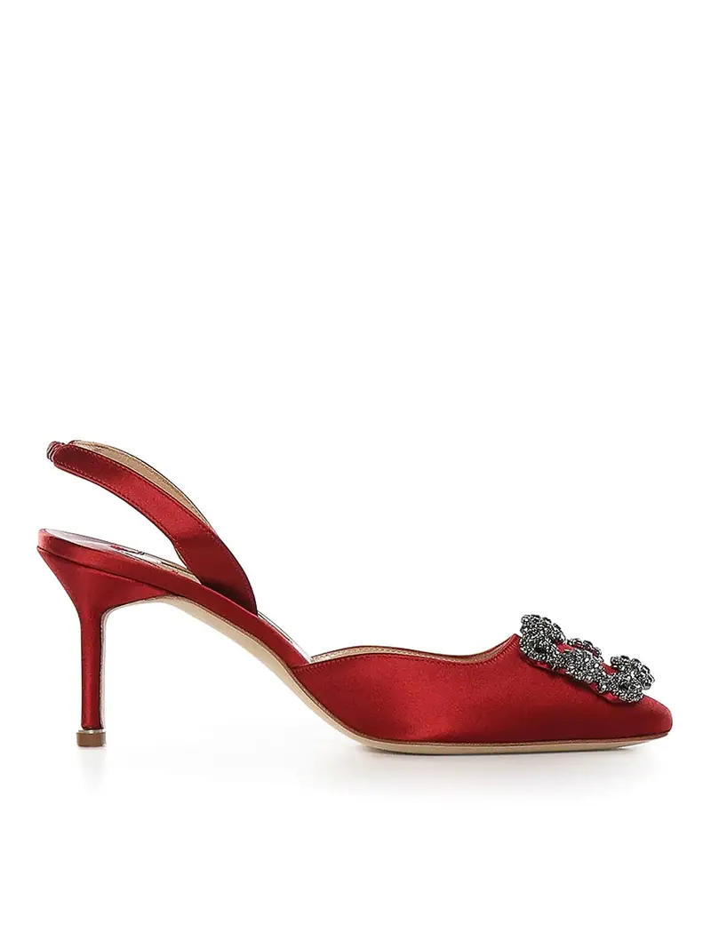 Slingback Hangisli in raso Rosso