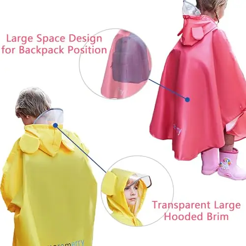 Mantella Antipioggia Bambina Poncho Antipioggia Bambina Mantellina Pioggia Bimba Impermeabile Pieghevole con Borsa miniatura 2