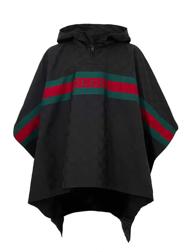 Mantella Nera con Logo Web e Stampa Monogramma GG Gucci