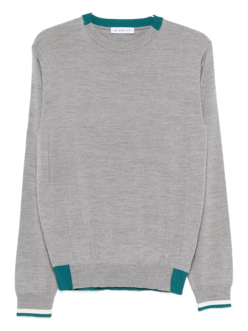Manuel Ritz Maglione Grigio con Dettagli Verde