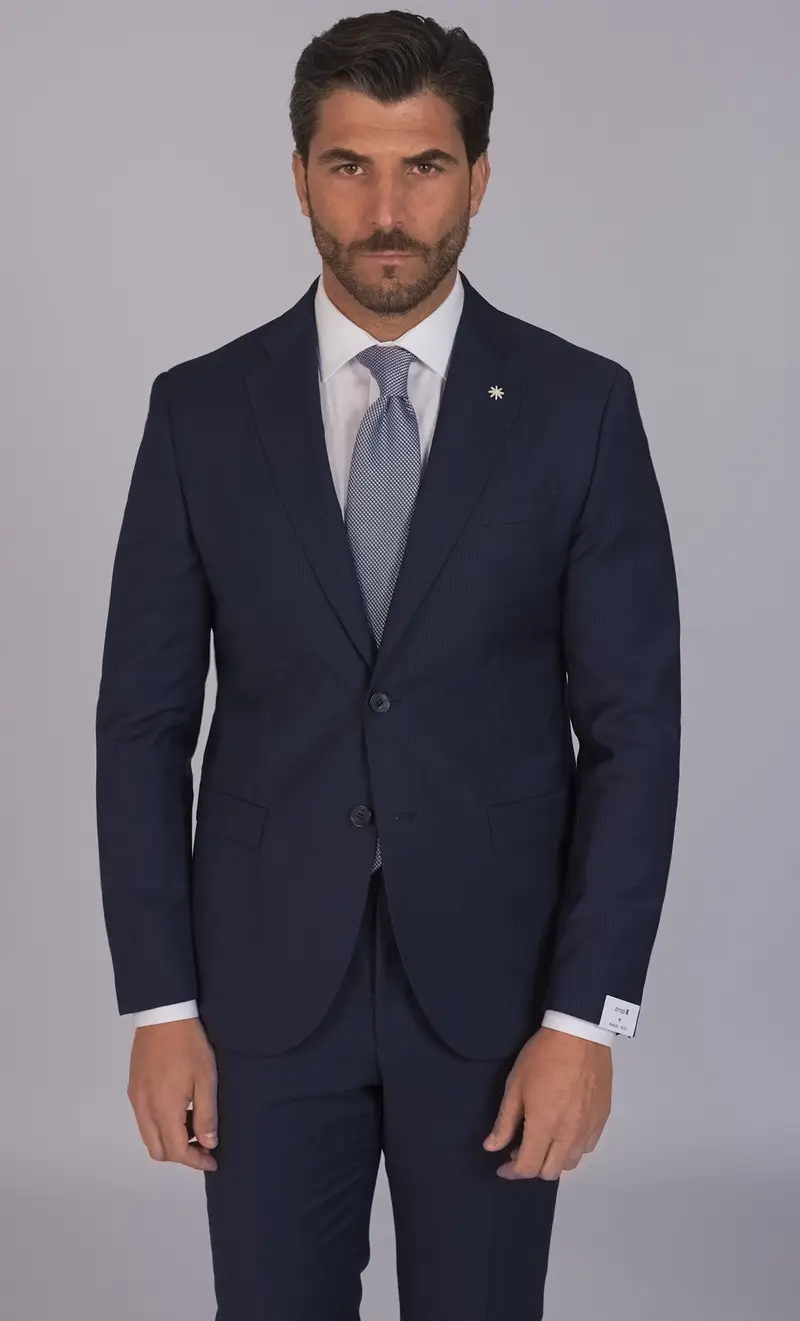 Abito microfantasia manuel ritz drop 8, colore blu