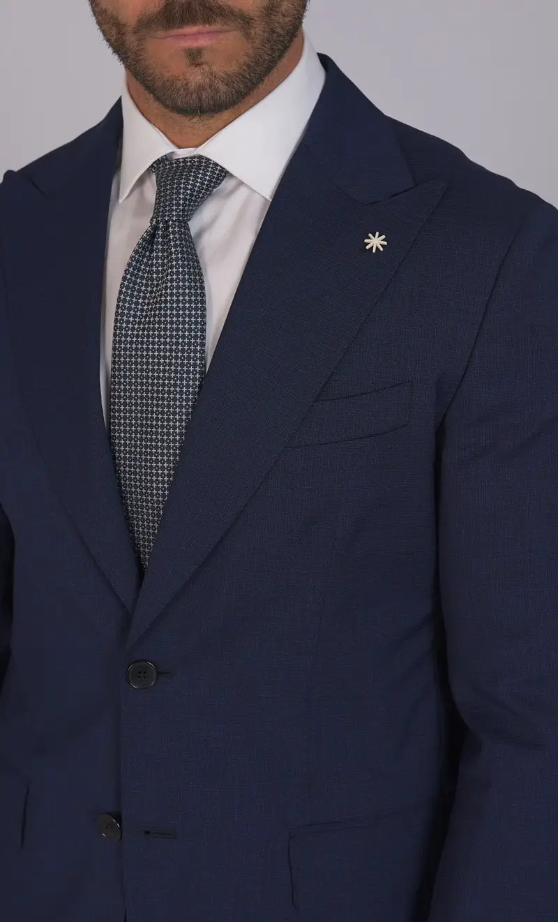 Manuel Ritz Abito sfoderato microfantasia rever a lancia, colore blu miniatura 2