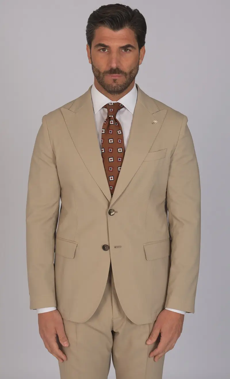 Abito sfoderato manuel ritz rever a lancia, colore beige