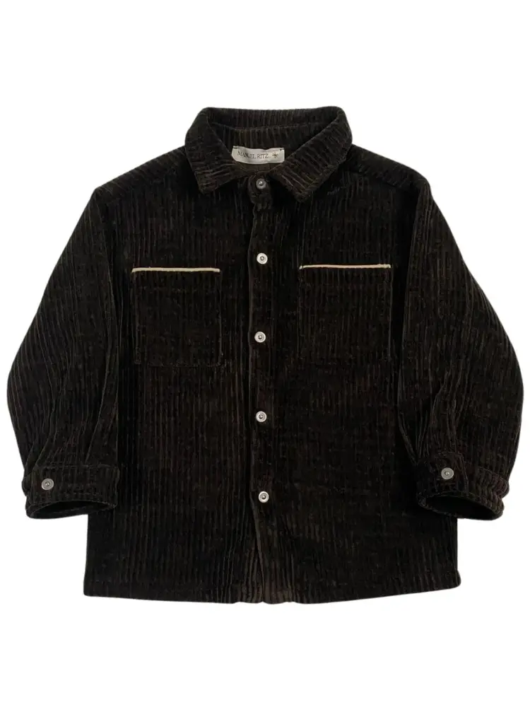 giacca camicia junior in velluto mille righe marrone