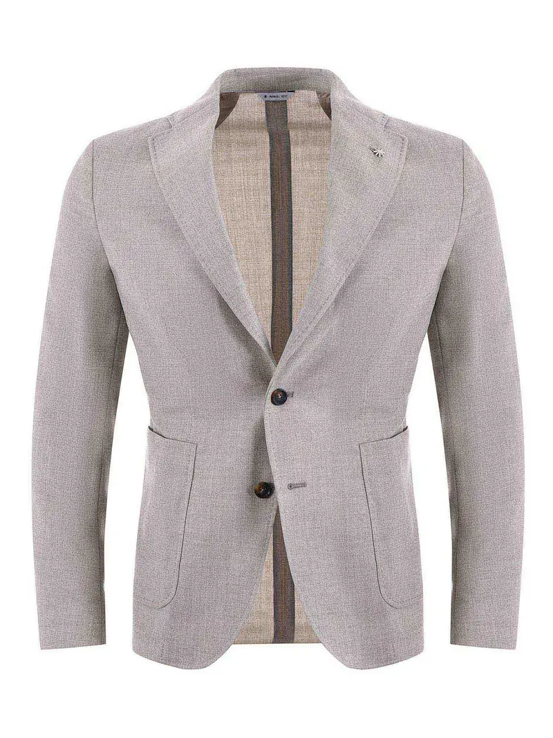 Giacca di lana allungata Beige Chiaro