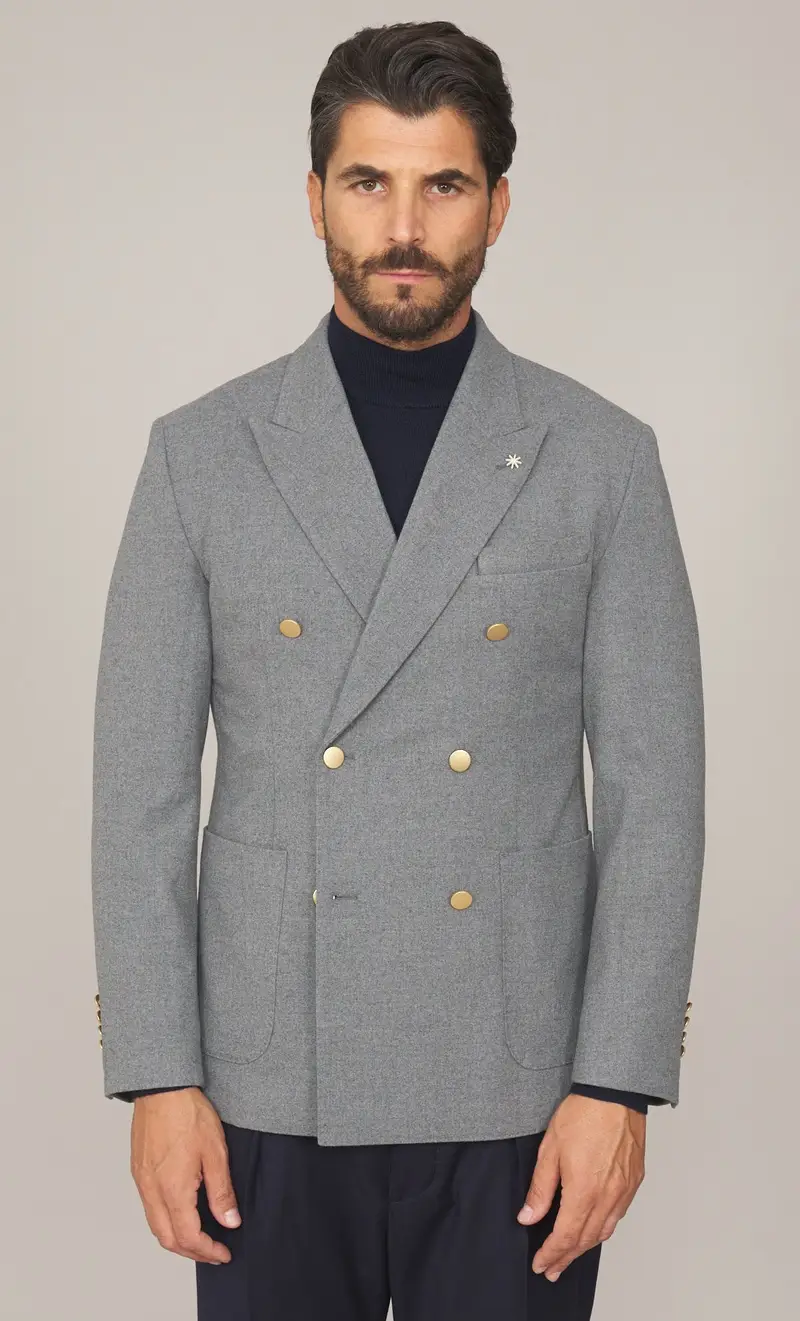 Giacca doppiopetto manuel ritz con bottoni in metallo, colore grigio