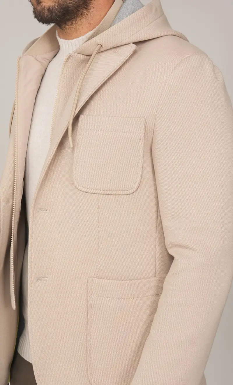 Giacca manuel ritz con pettorina e cappuccio, colore beige miniatura 2