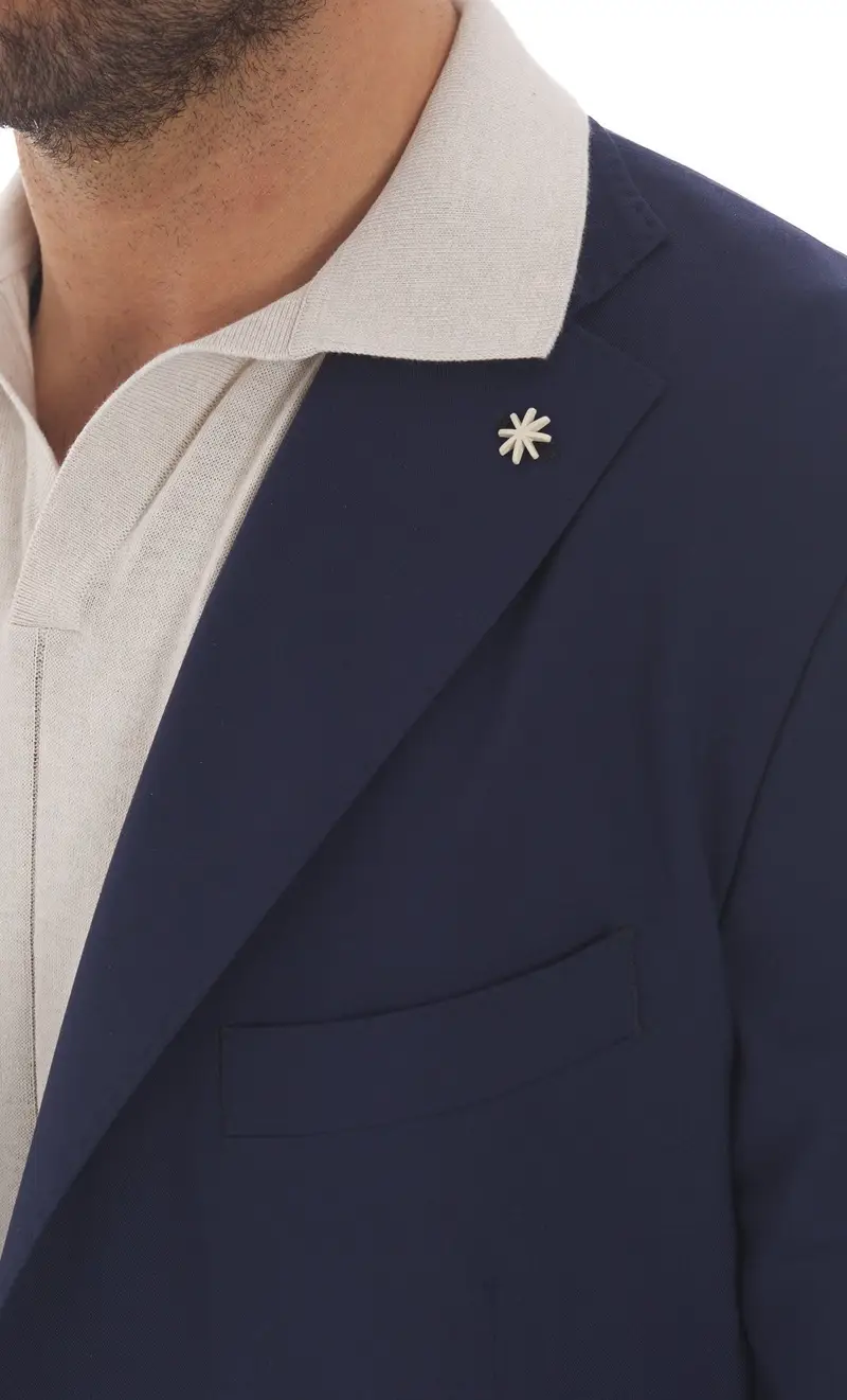 Giacca manuel ritz nuvola sfoderata in fresco lana, colore blu miniatura 2