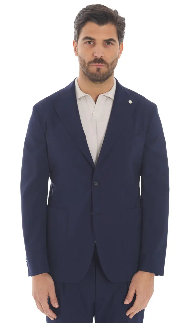 Giacca manuel ritz nuvola sfoderata in fresco lana, colore blu