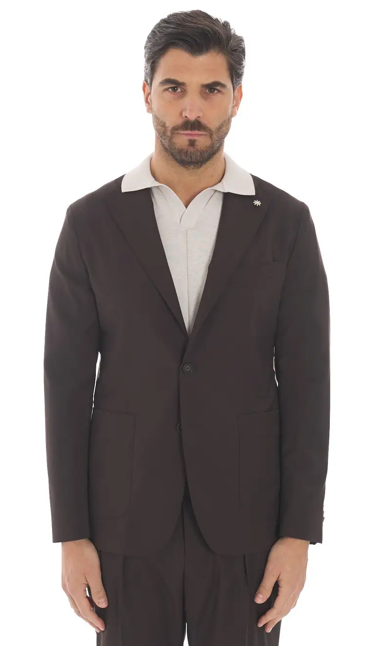 Giacca manuel ritz nuvola sfoderata in fresco lana, colore moro