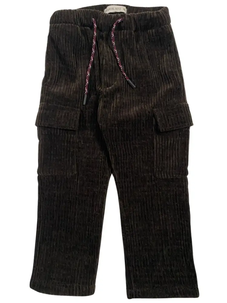 pantalone junior cargo in velluto mille righe marrone