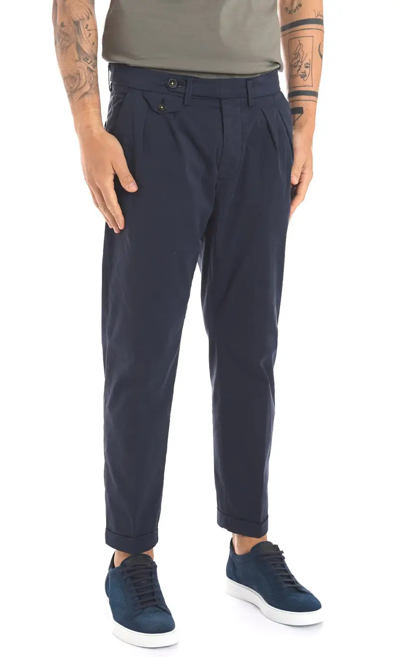 Pantalone manuel ritz in cotone baggy fit, colore blu