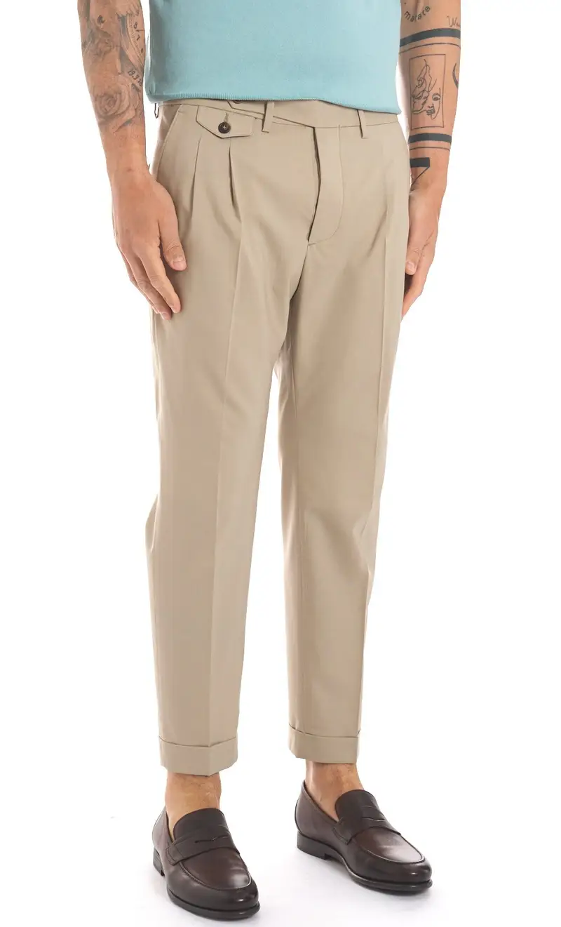 Pantalone manuel ritz in fresco lana baggy fit, colore beige