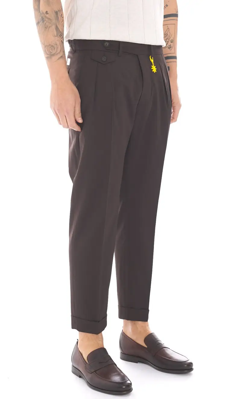 Pantalone manuel ritz in fresco lana baggy fit, colore moro