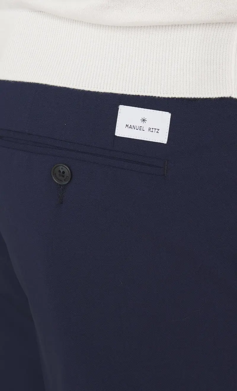 Pantalone manuel ritz in fresco lana con pinces, colore blu miniatura 2