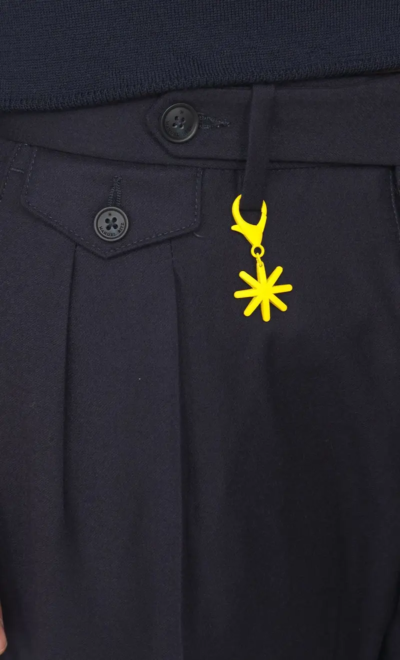 Pantalone manuel ritz in lana baggy fit, colore blu miniatura 2