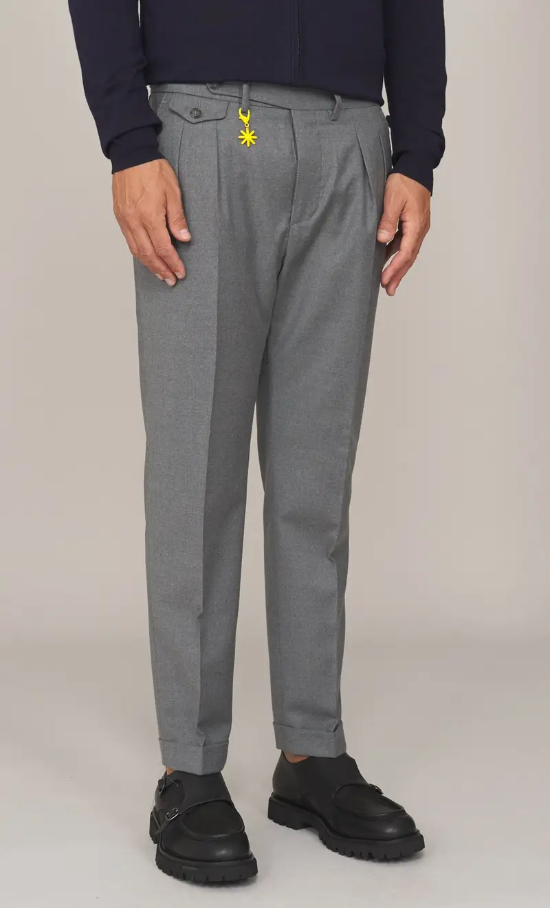 Pantalone manuel ritz in lana baggy fit, colore grigio