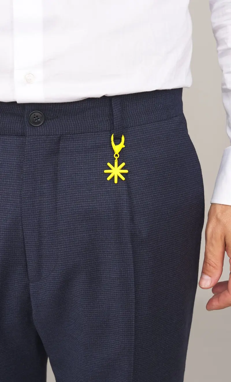 Pantalone manuel ritz microfantasia in lana con pinces, colore blu miniatura 2