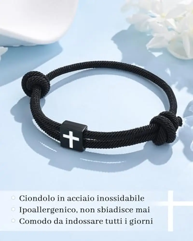 MANVEN Regali Comunione Maschio Regalo Prima Comunione Bambino Bambina Bracciale a Croce Regolabile per Ragazzo Ragazza miniatura 3