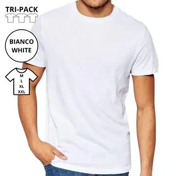T-SHIRT UNISEX JERSEY COTONE MAP 3001 M-XXL BIANCO (3-PACK)