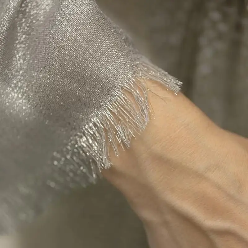 MAPIMANIA - Stola Elegante Donna Argento per Cerimonia e Matrimonio – Scialle Estivo in Seta 195x90 cm, Coprispalle per miniatura 3